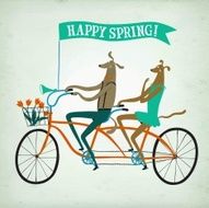 Lovely dogs cyclists spring illustration
