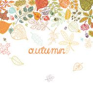 Autumn composition Leaves branches berries acorn Vector