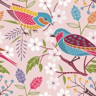 Seamless floral pattern with birds N10