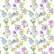 Floral doodles seamless pattern N2
