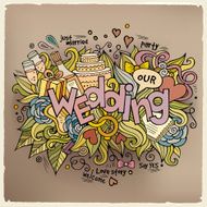 Wedding hand lettering and doodles elements background N3