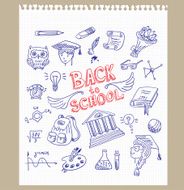 Checkered paper with doodle icons
