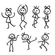 Cartoon Dancing People isolated on white background