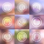 Set of vintage badges and blurred backgrounds Hand-drawn lettering