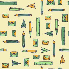 Retro Doodle office hand drawn pattern Seamless