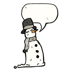 cartoon snowman with speech bubble N21