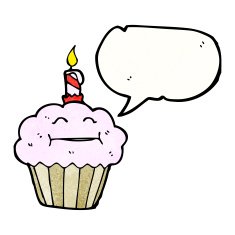 cartoon cupcake with speech bubble N37