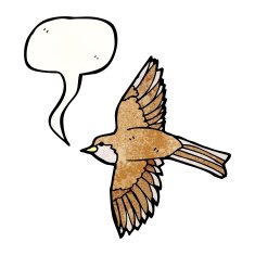 cartoon bird with speech bubble N414