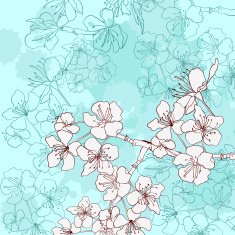 vintage card with cherry blossoms