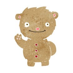 cartoon waving teddy bear N90