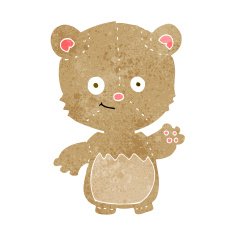 cartoon little teddy bear waving N6