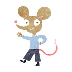 cartoon waving mouse N15