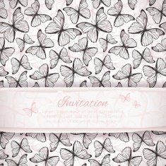 Invitation card template with colorful hand drawn outline butter N2