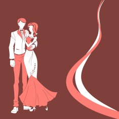 Wedding couple red vector