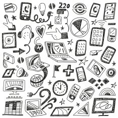 Devices computers - doodles set N2