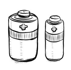 two batteries cartoon hand drawn