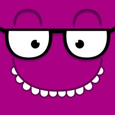Vector Cute Cartoon Purple Face With Glasses