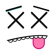Vector Cute Cartoon Blue Dead Face N2