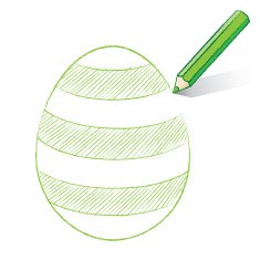 Green Pencil Drawing Easter Egg with Stripes