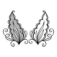 Original Decorative Leaf with Ornament (Vector) N7