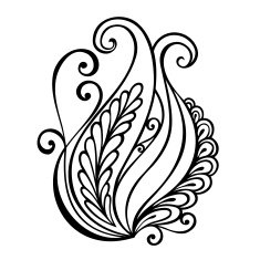 Original Decorative Leaf with Ornament (Vector) N13