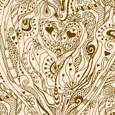 Vector abstract floral decorative background with hearts