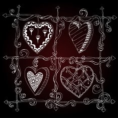 Original drawing doodle hearts N2