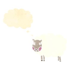 retro cartoon sheep with thought bubble N2