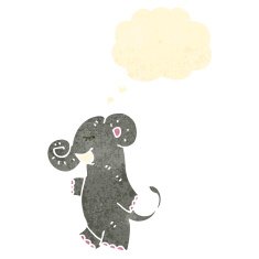 retro cartoon elephant walking upright