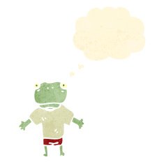 retro cartoon frog with speech bubble N4