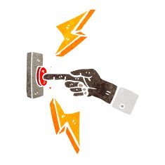 retro cartoon finger pushing button