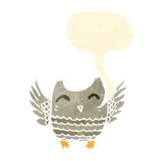retro cartoon owl with speech bubble N3