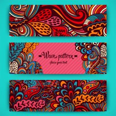 Vector stylish floral banners Bright doodle cartoon cards in ve N2