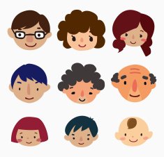 Cartoon Family Face Icons N2