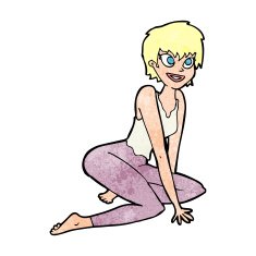 cartoon happy woman sitting on floor N29