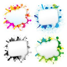 Colorful Grunge Poster With Abstract Speech Bubbles