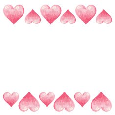 Hand drawn colorful Valentine hearts border