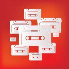 Compact Cassette icon flat design hipster style N5