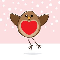 Flying Robin with Red Heart Breast