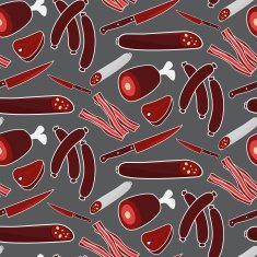 Seamless vector meat pattern on grey