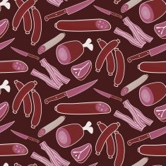 Seamless vector meat pattern on brown