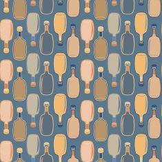 Seamless vector alcohol bottles pattern on blue N2