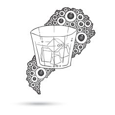 Wine Glass With The Doodle Circular Pattern Grunge Background N2