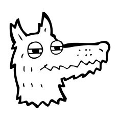 cartoon smug wolf face N10