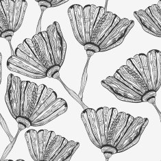 Vector Seamless Pattern with Bizarre Flowers
