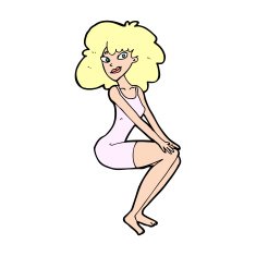 cartoon sitting woman in dress N14