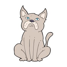 cartoon grumpy little dog N17