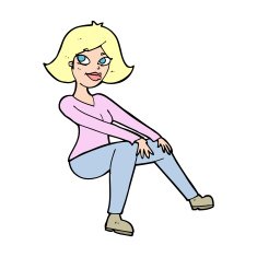 cartoon happywoman sitting N6