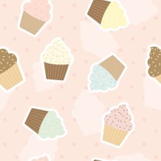 Sweet cupcakes and polka dot pattern