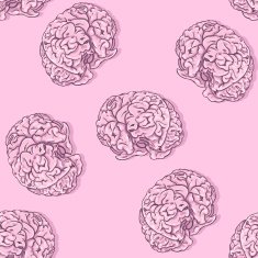 vector seamless pattern of brains on pink background